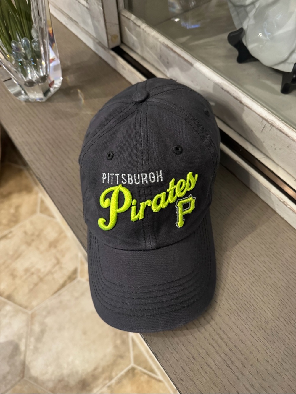 Pittsburgh Pirates Baseball Cap - Black with Neon Yellow Logo